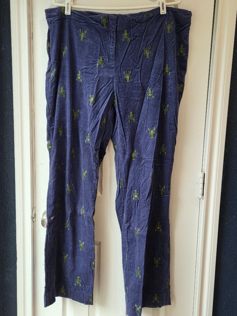 Lilly Pulitzer Women's Corduroy Size 14 Embroidered Lobster Navy Stretch